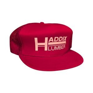 Vintage 90s Haddix Lumber Hat Red Mesh Snapback Trucker Cap Mad Hatter Sri Lanka